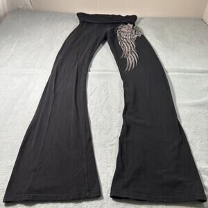 Y2K 2000s Embellished Rhinestoned Beyond Baggy Flare Sweatpants 26x35 Dojo Loose